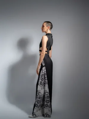 Pleated Black and White Pants